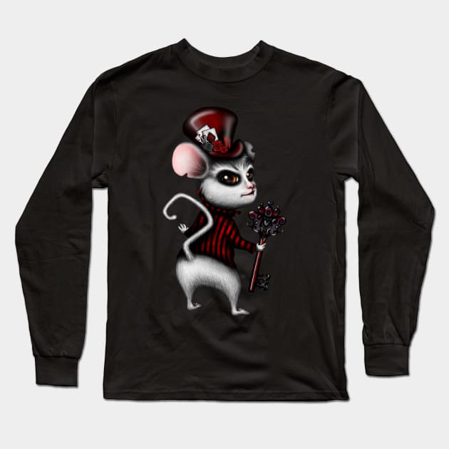 Mad Hatter with Key Red Version Long Sleeve T-Shirt by DeneboArt